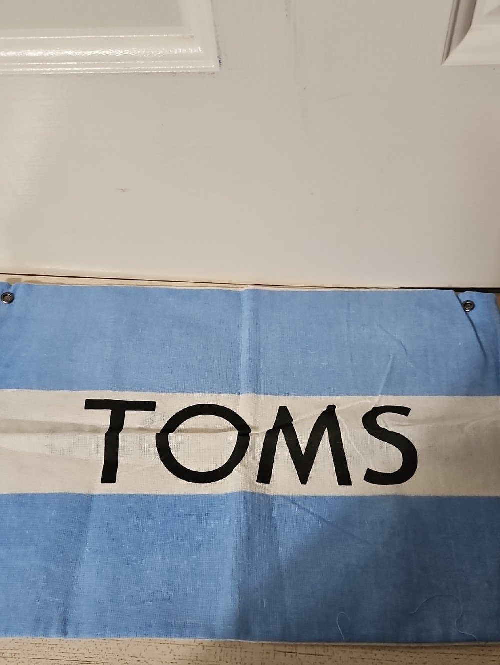 TOMS Light Blue White Stripe Logo Dust Bag